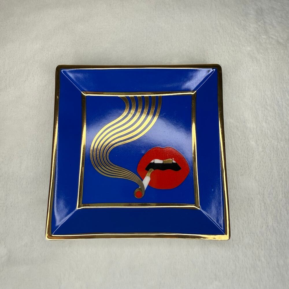 Jonathan Adler Blue Gold Full Dose Porcelain Square Tray